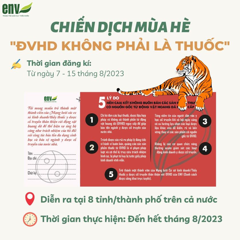 Chiến Dịch “Động Vật Hoang Dã Không Phải Là Thuốc” Tuyển Tình Nguyện Viên