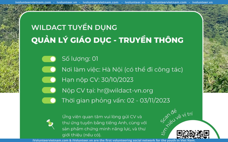 Tổ Chức WildAct Tuyển Dụng Vị Trí Quản Lý Giáo Dục – Truyền Thông