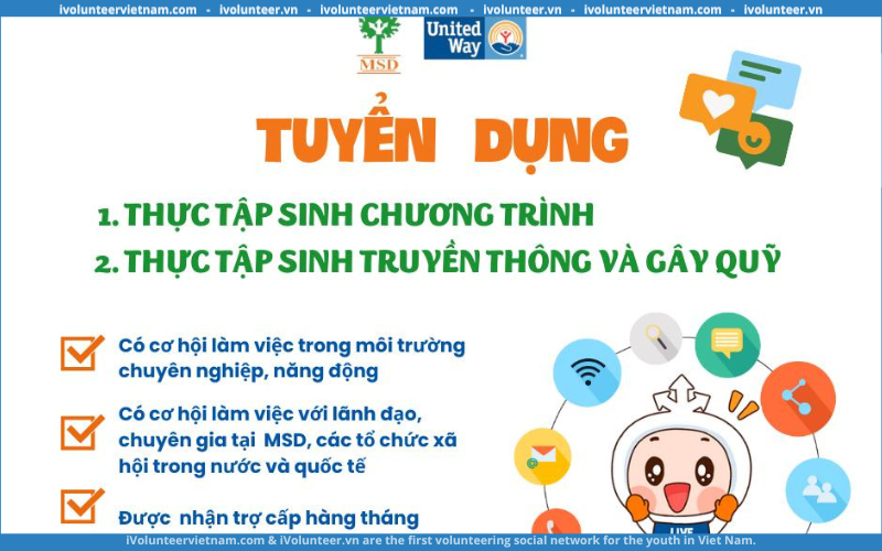 Viện Nghiên Cứu Quản Lý Phát Triển Bền Vững (MSD) Tuyển Dụng Thực Tập Sinh Chương Trình Và Thực Tập Sinh Truyền Thông Và Gây Quỹ