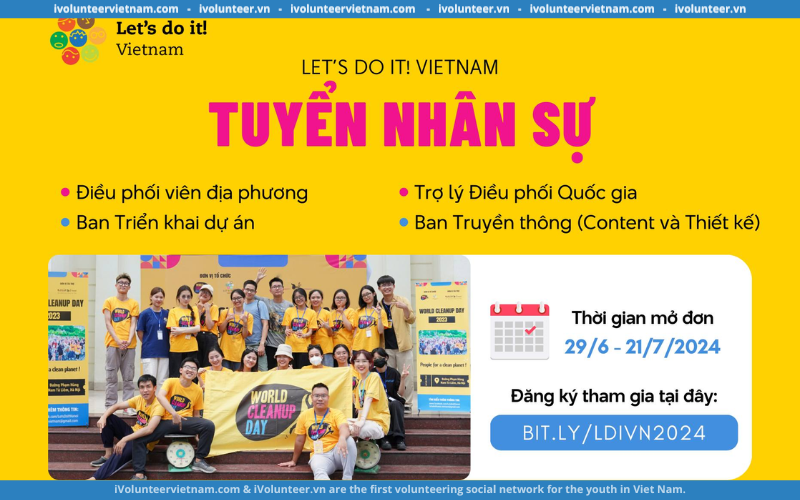 Let’s Do It! Vietnam Tuyển Điều Phối Viên Địa Phương, Trợ Lý Điều Phối Quốc Gia Và Thành Viên Dự Án Trên Toàn Quốc