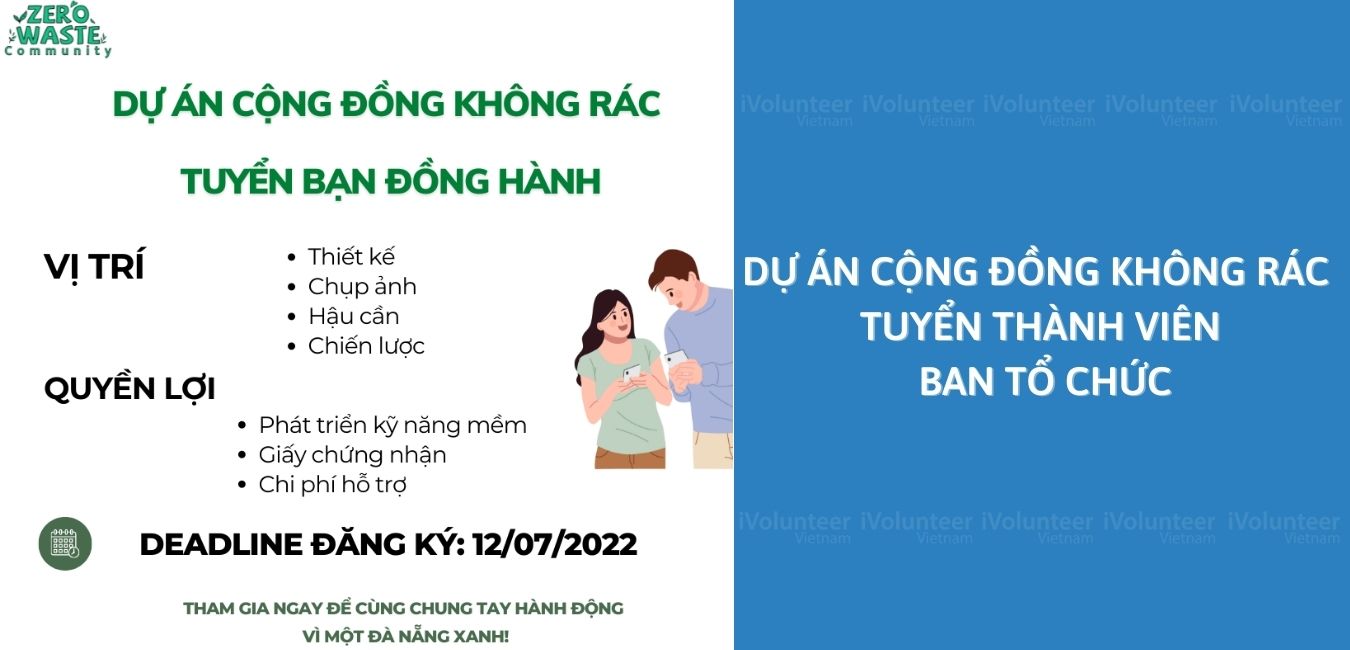 Dự Án Cộng Đồng Không Rác “Zero Waste Community” Tuyển Thành Viên Ban Tổ Chức